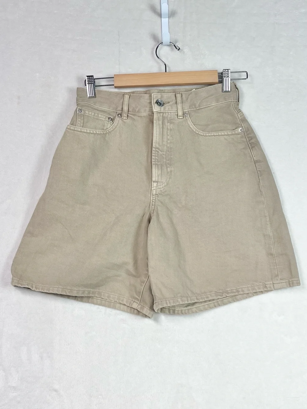 Everlane The Long A-Line Denim Shorts Garment-Dyed Tan Size 26 Regular NWOT